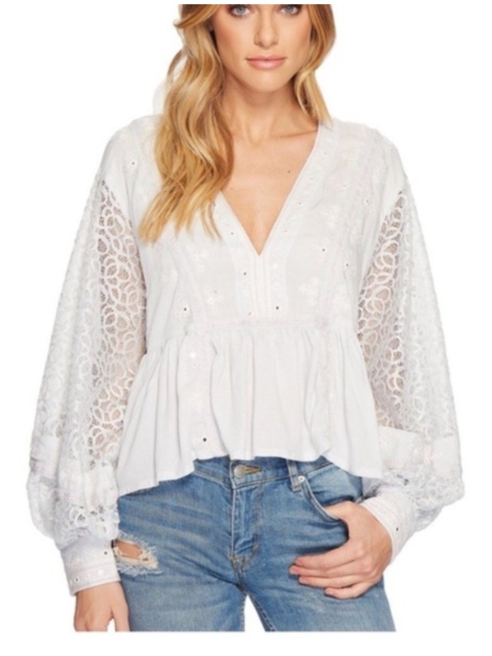 Free People Boogie All Night Long Sleeve Top Size Small